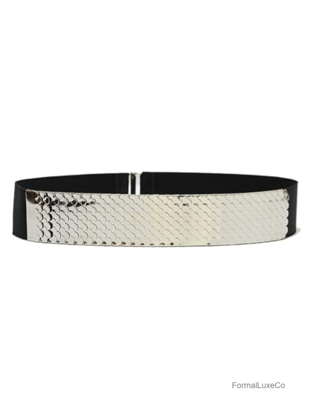 Fish-Scale Shape Elastic Waist Belt with Metal Buckle